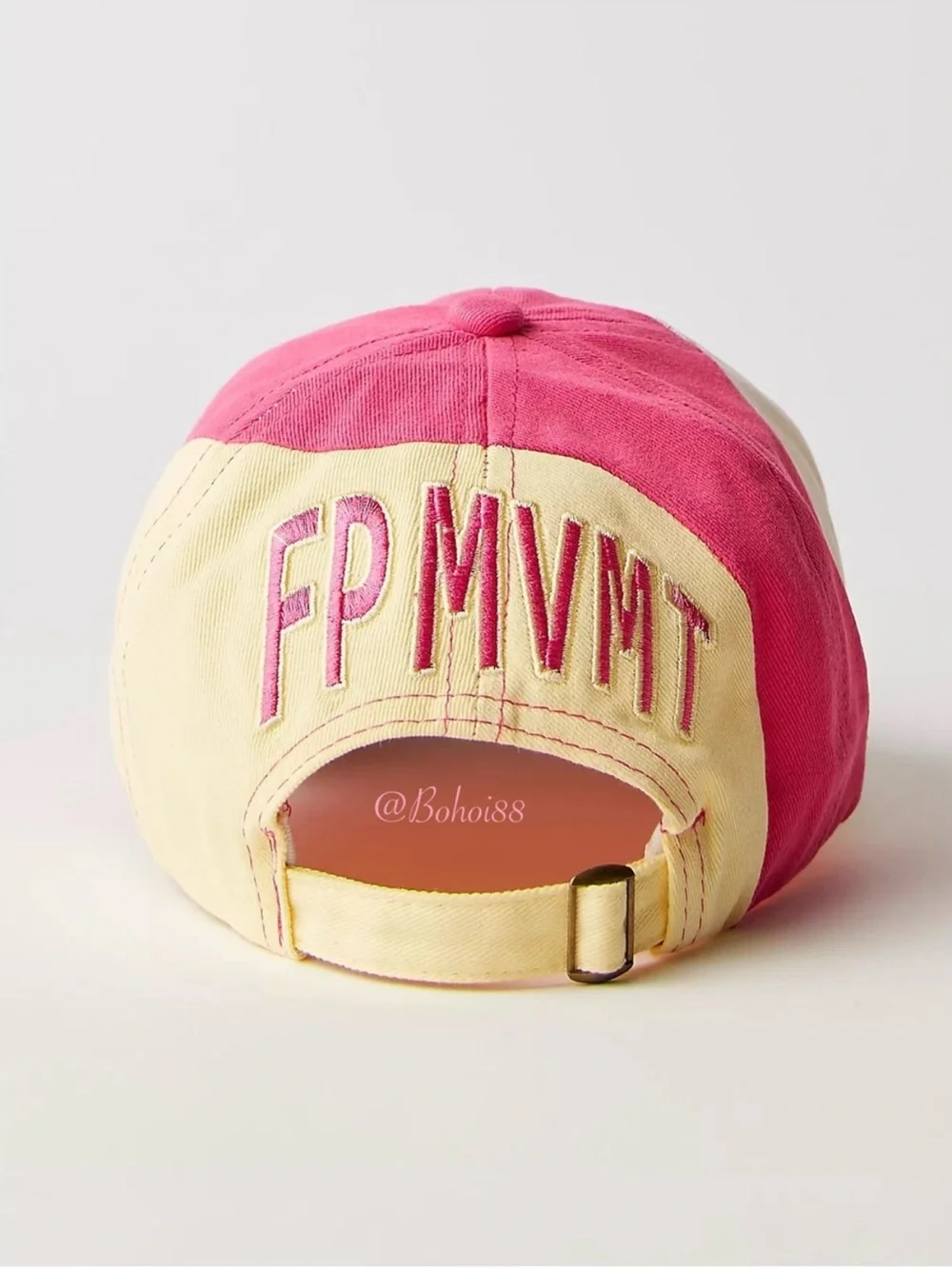NWT Free people Rule The Court Pink and Cream Women's Embroidered Baseball Cap